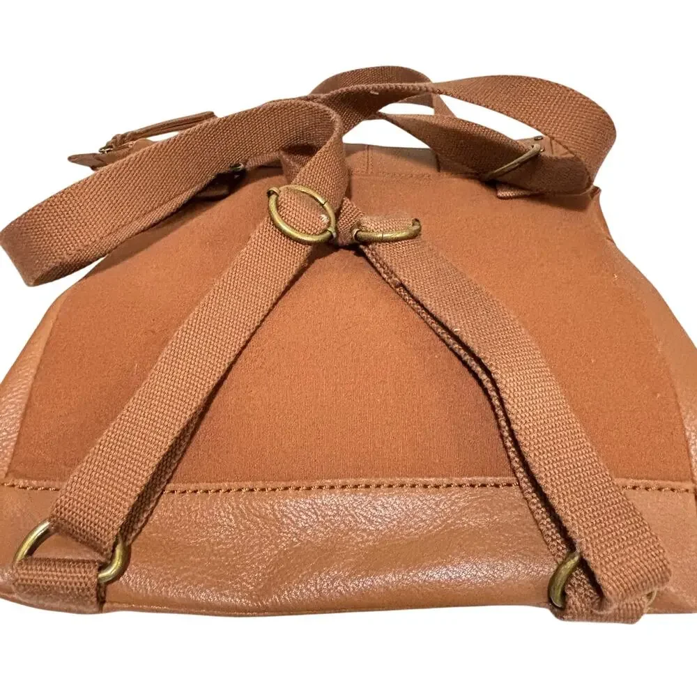 The Sak caramel brown leather messenger bag studded backpack Boho casual purse